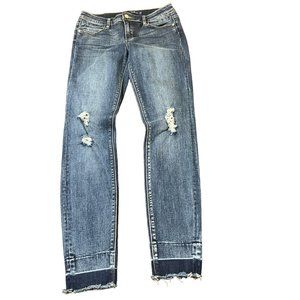 Tractr Blu Distressed Skinny Jeans Raw Hem Size 27 Women